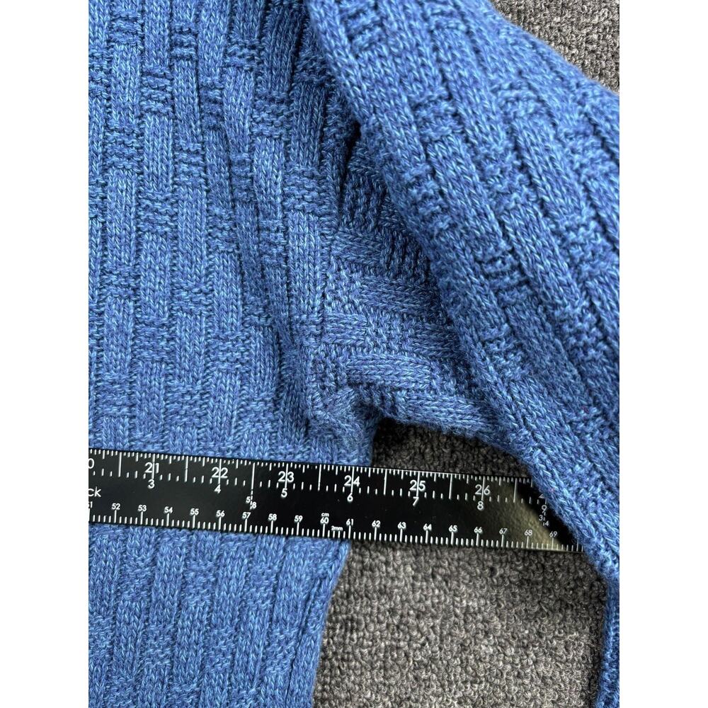 Kenneth Roberts Sweater Mens Large Blue 100% Cotton Made USA Textured Knit Crew - Picture 6 of 6